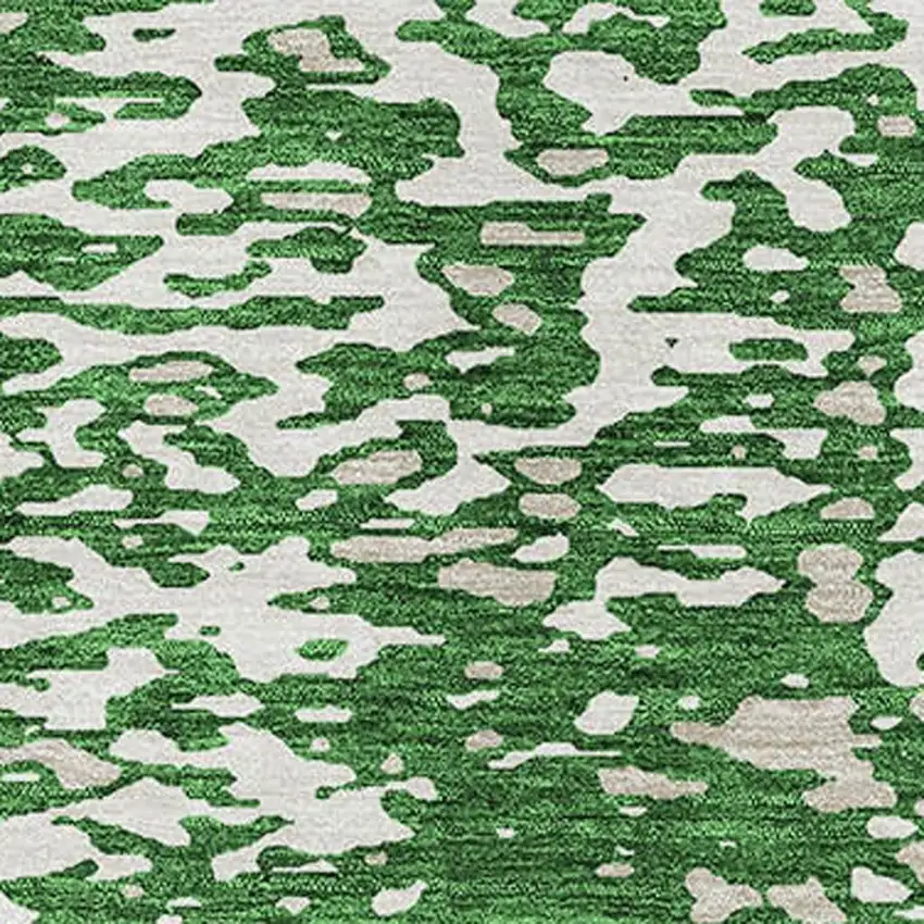 Emerald And Ivory Abstract Washable Area Rug With UV Protection Photo 2