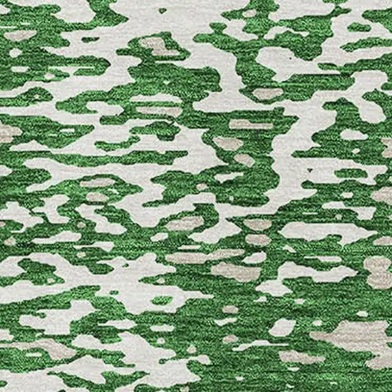 Emerald And Ivory Abstract Washable Area Rug With UV Protection Photo 2