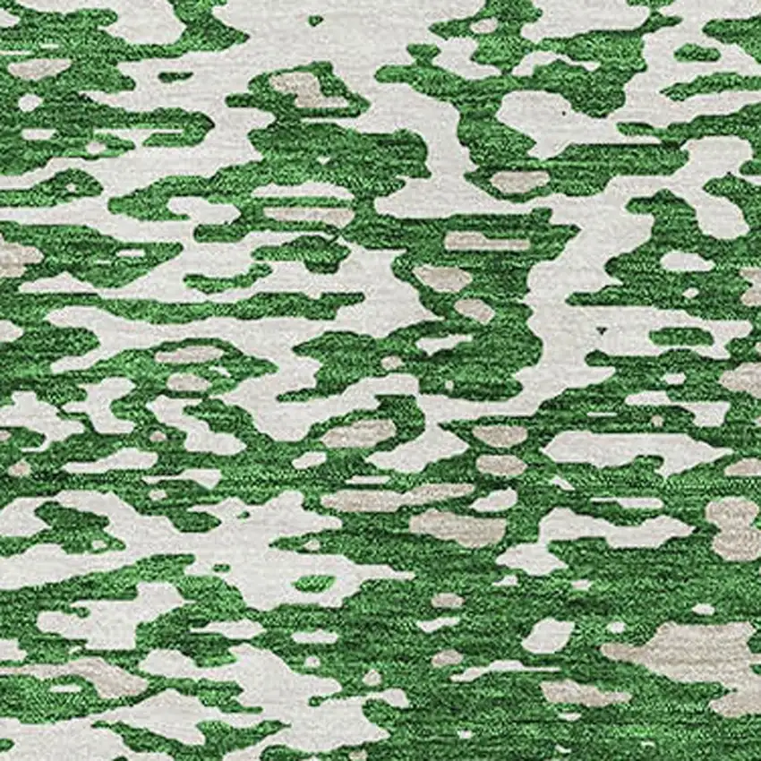 Emerald And Ivory Abstract Washable Area Rug With UV Protection Photo 2