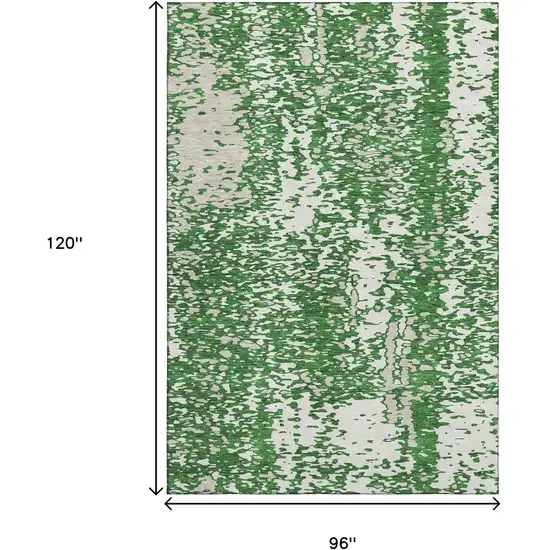 Emerald And Ivory Abstract Washable Area Rug With UV Protection Photo 8
