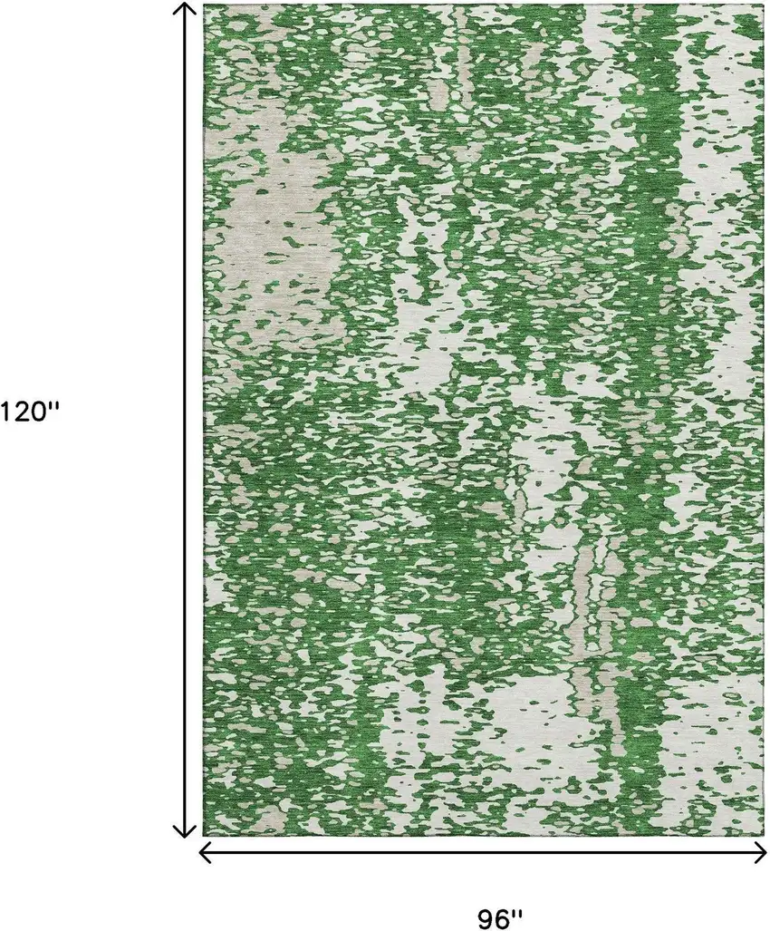 Emerald And Ivory Abstract Washable Area Rug With UV Protection Photo 8