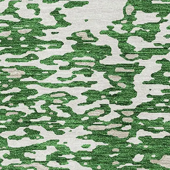 Emerald And Ivory Abstract Washable Area Rug With UV Protection Photo 2