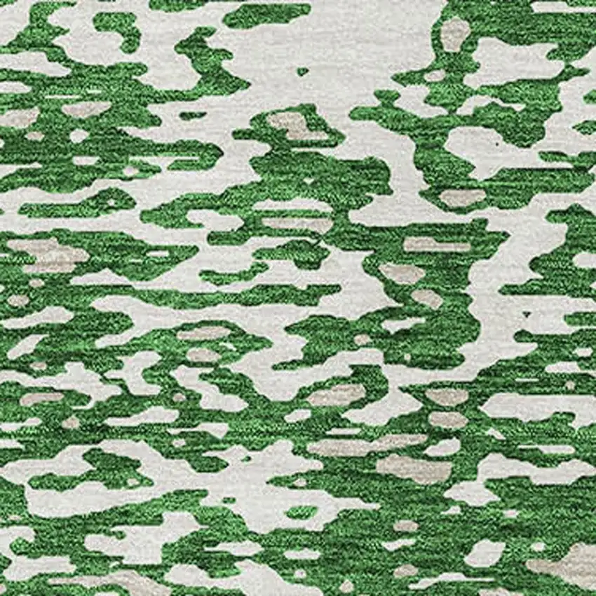 Emerald And Ivory Abstract Washable Area Rug With UV Protection Photo 2