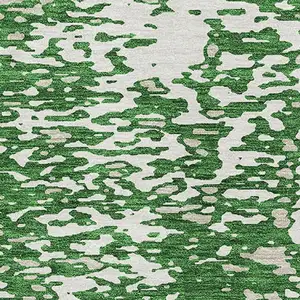 Photo of Emerald And Ivory Abstract Washable Area Rug With UV Protection