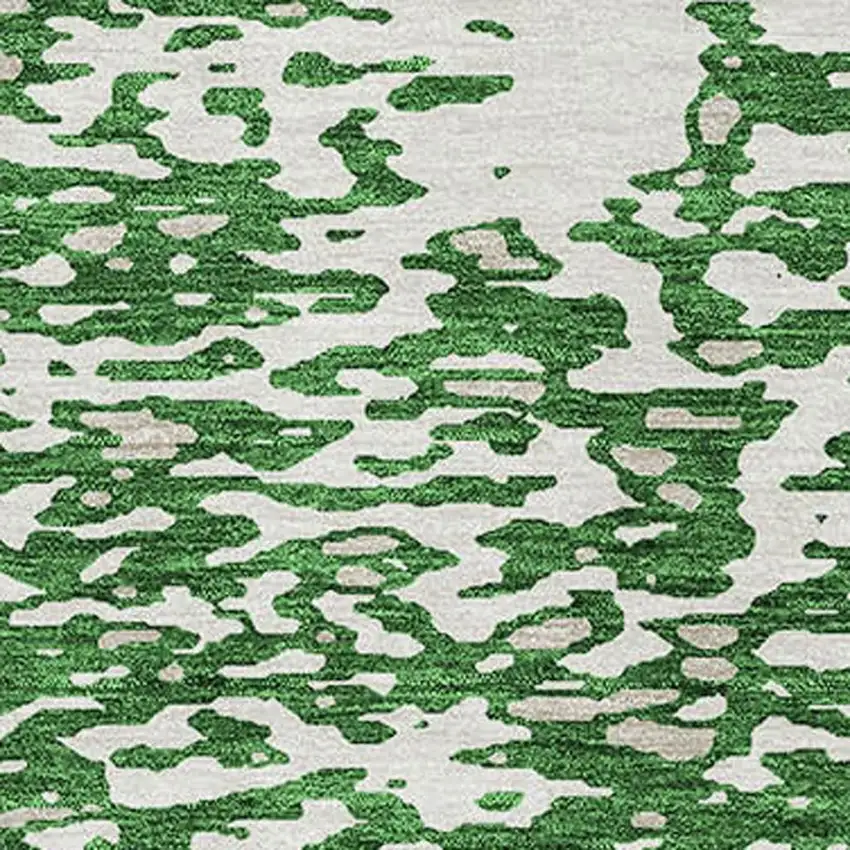 Emerald And Ivory Abstract Washable Area Rug With UV Protection Photo 2