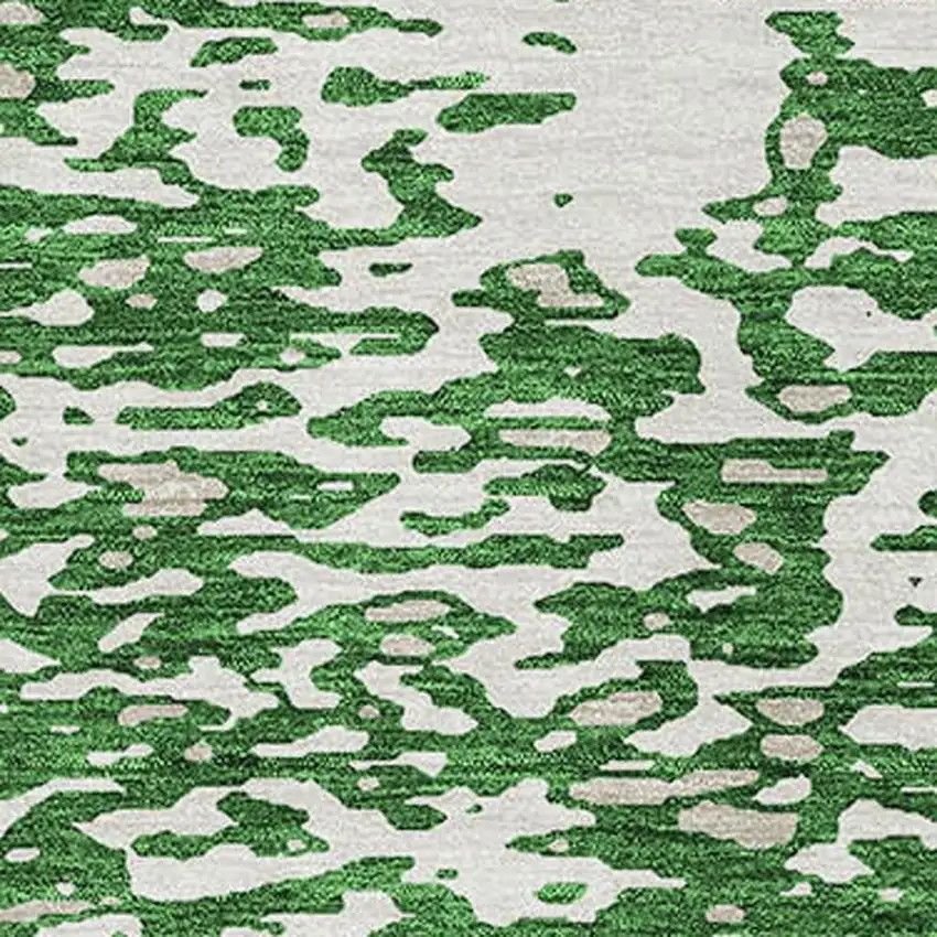 Emerald And Ivory Abstract Washable Area Rug With UV Protection Photo 2