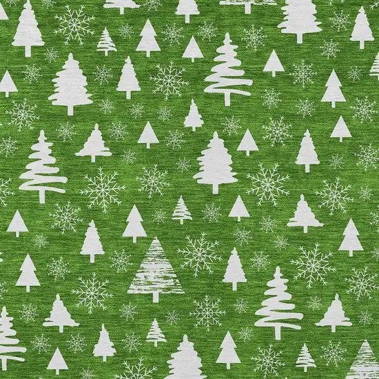 Emerald And Ivory Botanical Leaves Washable Indoor Outdoor Area Rug Photo 3