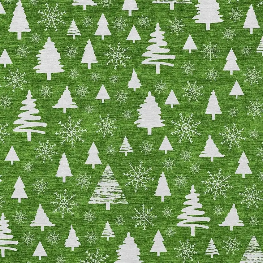 Emerald And Ivory Botanical Leaves Washable Indoor Outdoor Area Rug Photo 3