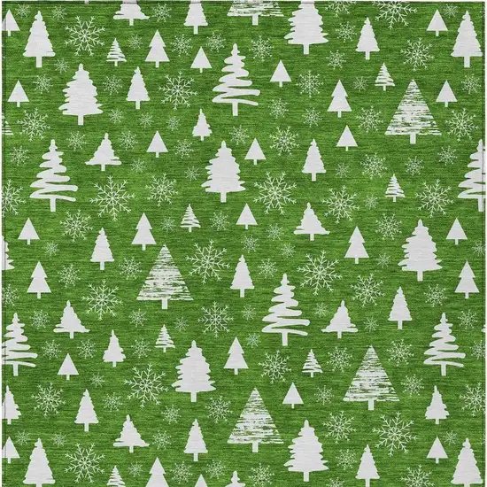 Emerald And Ivory Botanical Leaves Washable Indoor Outdoor Area Rug Photo 4