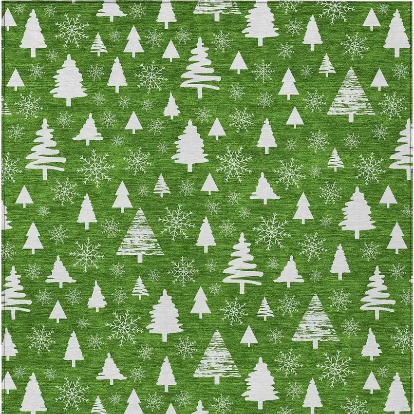 Emerald And Ivory Botanical Leaves Washable Indoor Outdoor Area Rug Photo 4