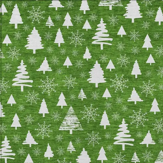 Emerald And Ivory Botanical Leaves Washable Indoor Outdoor Area Rug Photo 4