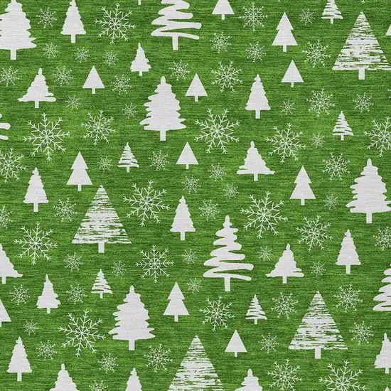 Emerald And Ivory Botanical Leaves Washable Indoor Outdoor Area Rug Photo 4