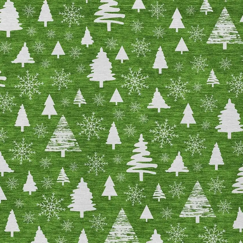 Emerald And Ivory Botanical Leaves Washable Indoor Outdoor Area Rug Photo 4