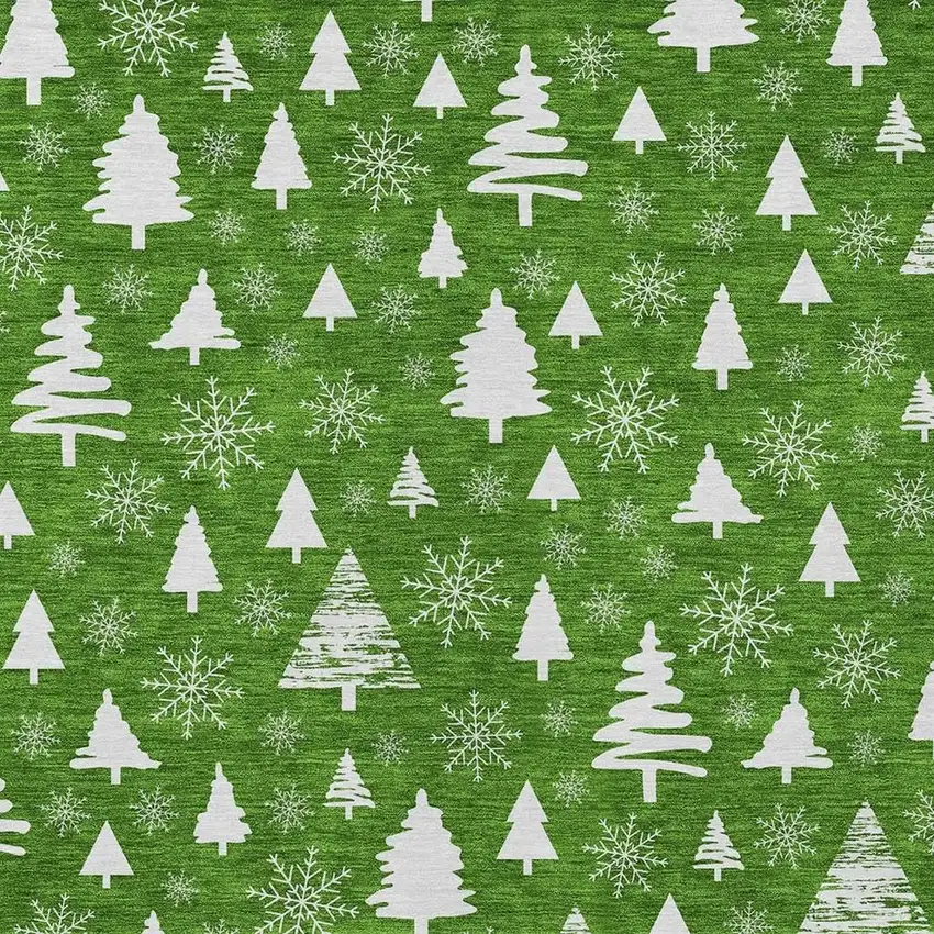 Emerald And Ivory Botanical Leaves Washable Indoor Outdoor Area Rug Photo 4