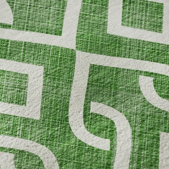 Emerald And Ivory Geometric Washable Area Rug With UV Protection Photo 8