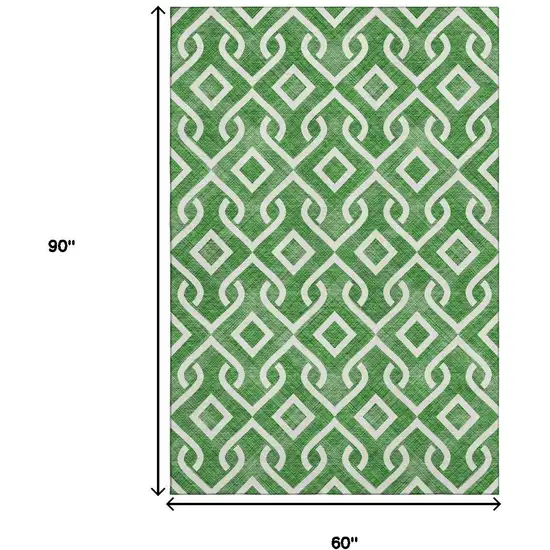 Emerald And Ivory Geometric Washable Area Rug With UV Protection Photo 9
