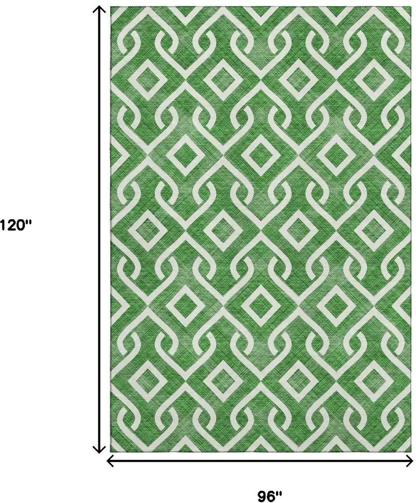 Emerald And Ivory Geometric Washable Area Rug With UV Protection Photo 9