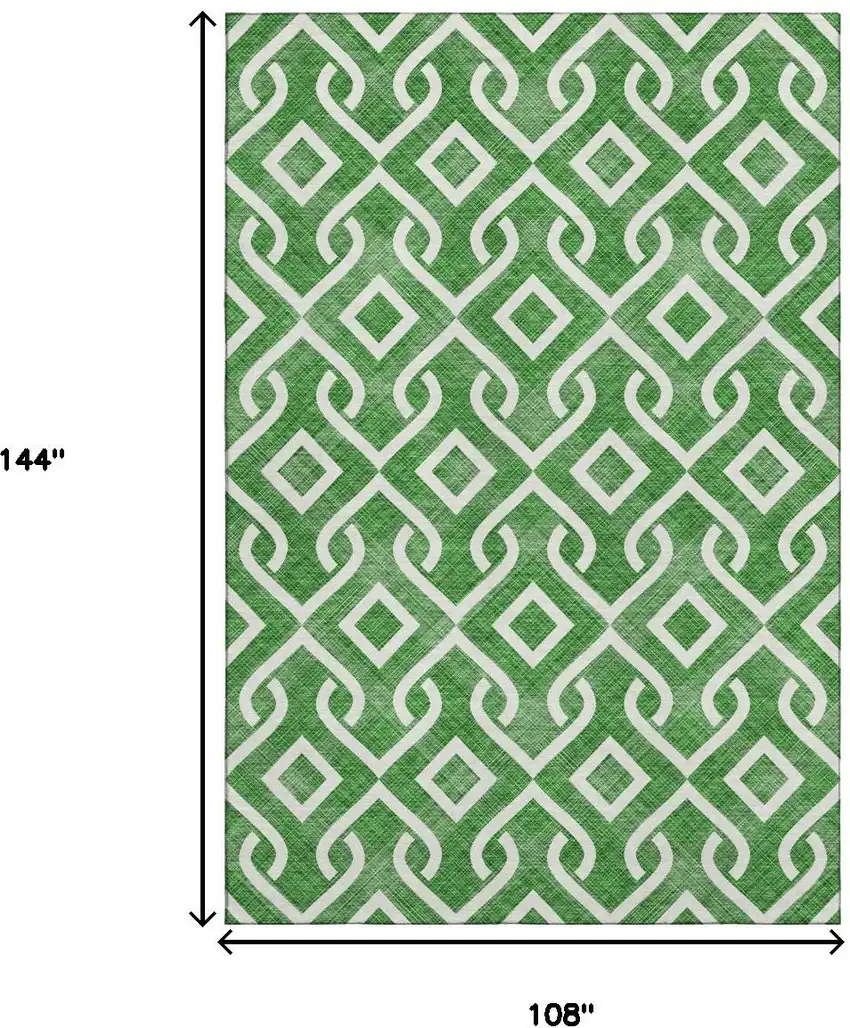 Emerald And Ivory Geometric Washable Area Rug With UV Protection Photo 3