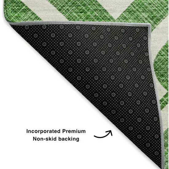 Emerald And Ivory Geometric Washable Area Rug With UV Protection Photo 6