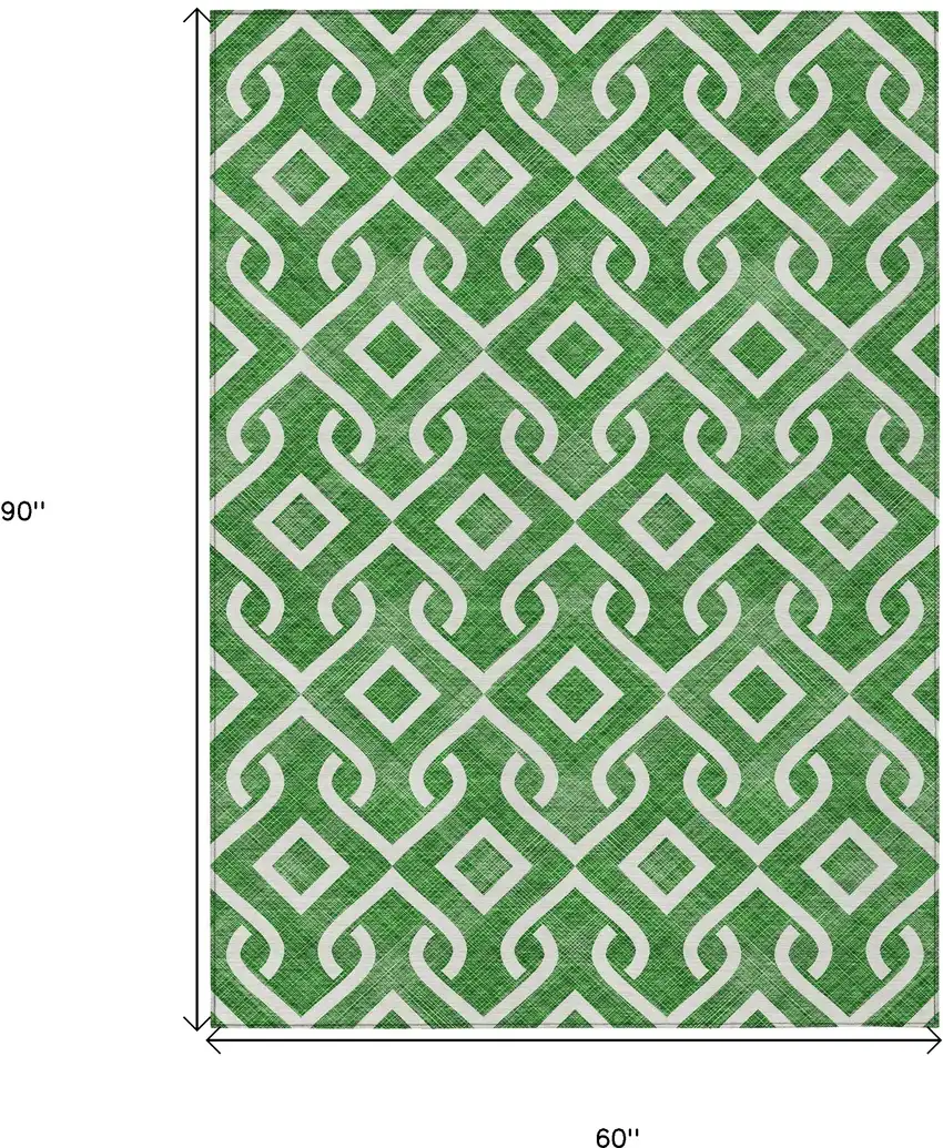 Emerald And Ivory Geometric Washable Indoor Outdoor Area Rug Photo 3