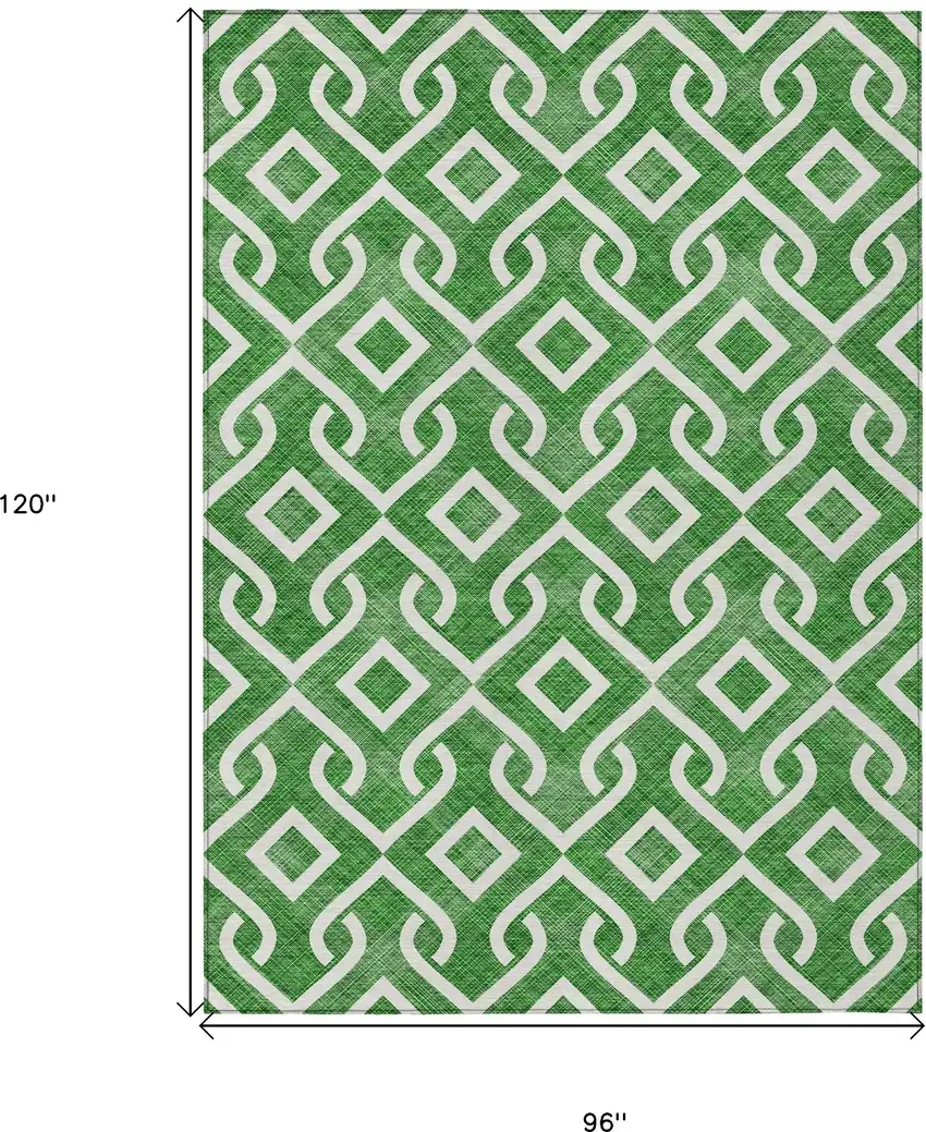 Emerald And Ivory Geometric Washable Indoor Outdoor Area Rug Photo 3