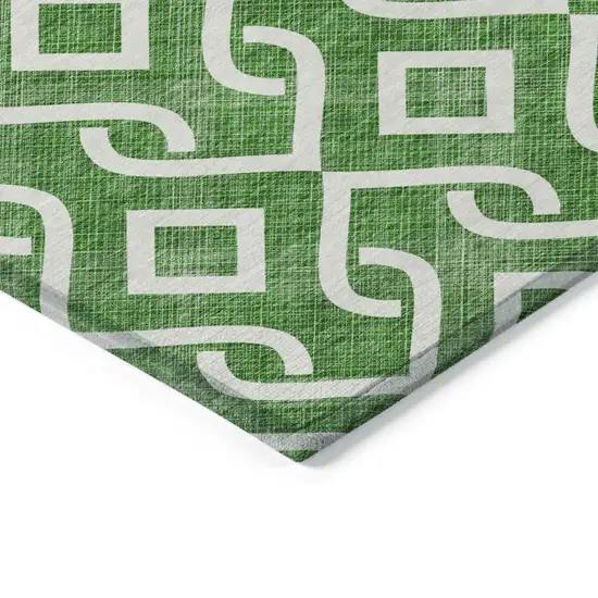 Emerald And Ivory Geometric Washable Indoor Outdoor Area Rug Photo 4