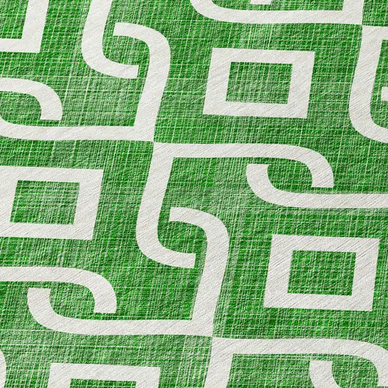 Emerald And Ivory Geometric Washable Indoor Outdoor Area Rug Photo 5
