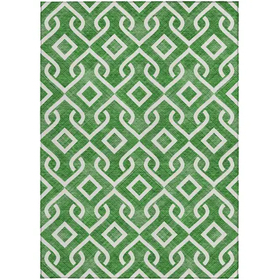 Emerald And Ivory Geometric Washable Indoor Outdoor Area Rug Photo 6