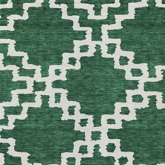 Emerald And Ivory Geometric Washable Indoor Outdoor Area Rug Photo 6