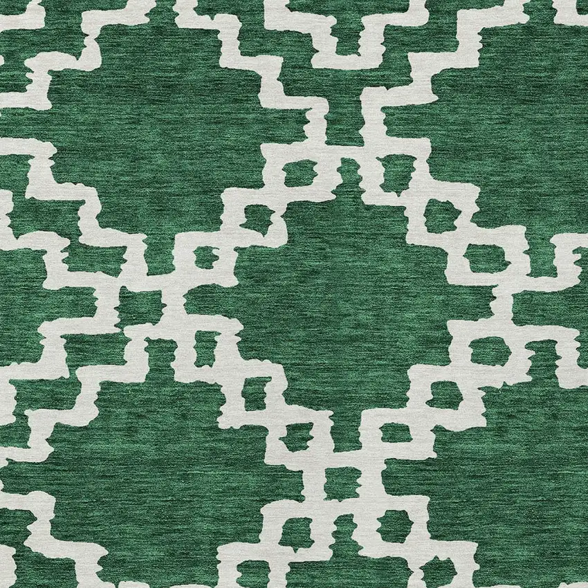 Emerald And Ivory Geometric Washable Indoor Outdoor Area Rug Photo 6