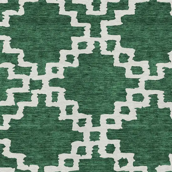 Emerald And Ivory Geometric Washable Indoor Outdoor Area Rug Photo 6