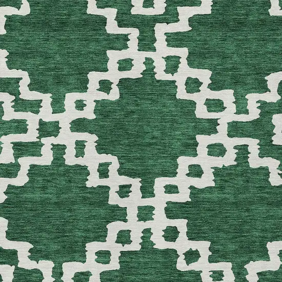 Emerald And Ivory Geometric Washable Indoor Outdoor Area Rug Photo 6