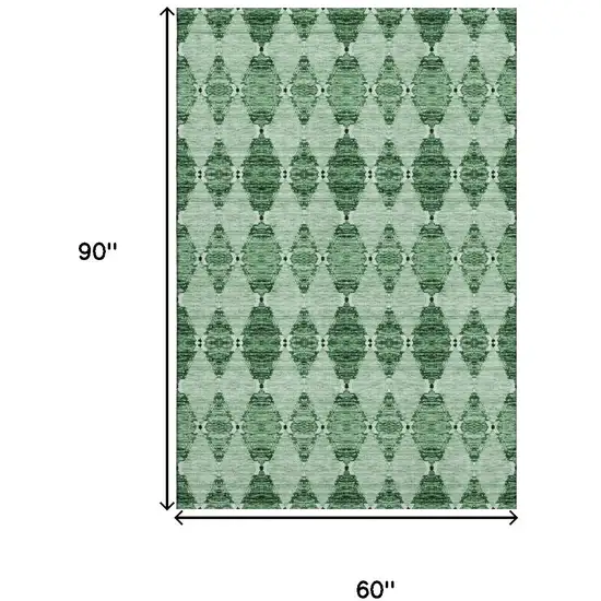 Emerald And Ivory Moroccan Washable Area Rug With UV Protection Photo 3