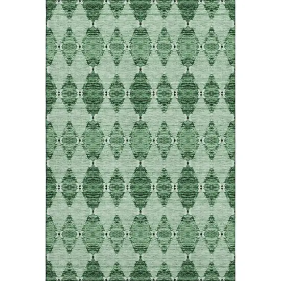 Emerald And Ivory Moroccan Washable Area Rug With UV Protection Photo 6
