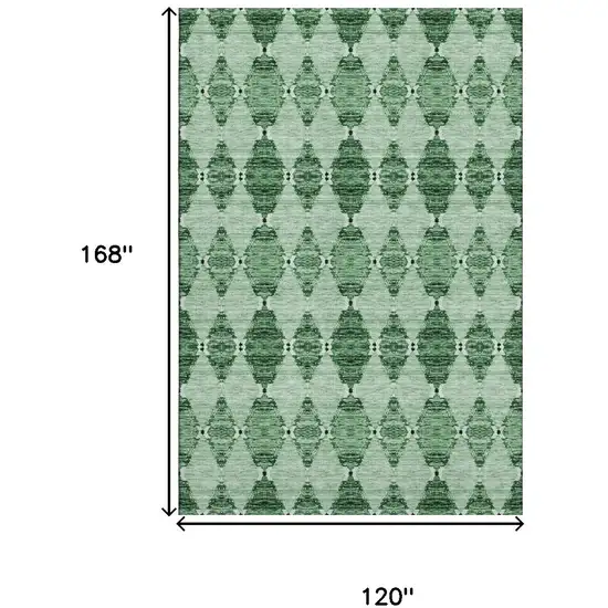 Emerald And Ivory Moroccan Washable Area Rug With UV Protection Photo 3