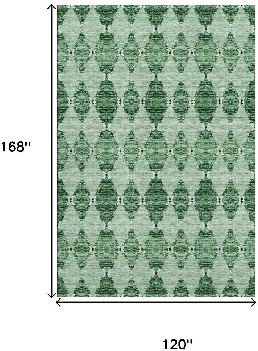 Emerald And Ivory Moroccan Washable Area Rug With UV Protection Photo 3