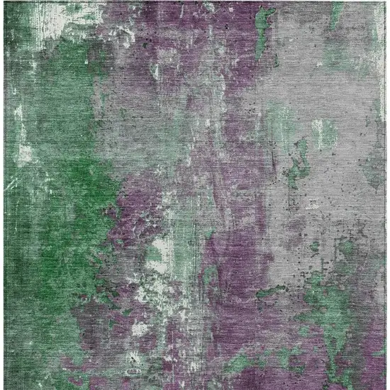 Emerald And Purple Abstract Washable Indoor Outdoor Area Rug Photo 4