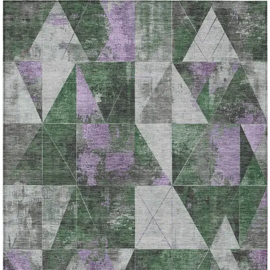 Emerald And Purple Geometric Washable Indoor Outdoor Area Rug Photo 6