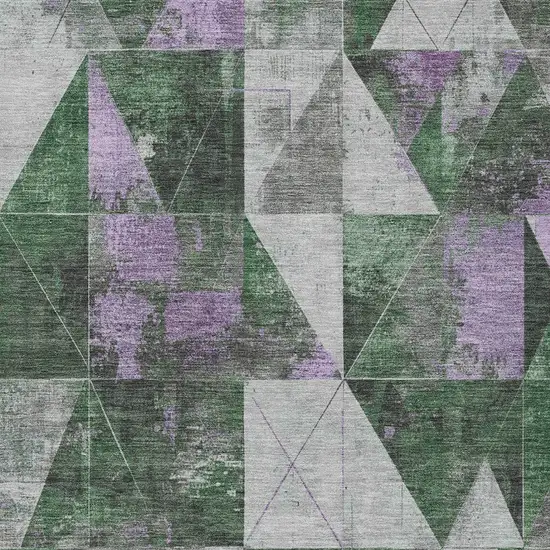Emerald And Purple Geometric Washable Indoor Outdoor Area Rug Photo 8