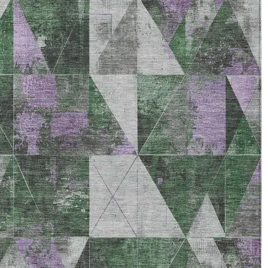 Emerald And Purple Geometric Washable Indoor Outdoor Area Rug Photo 3