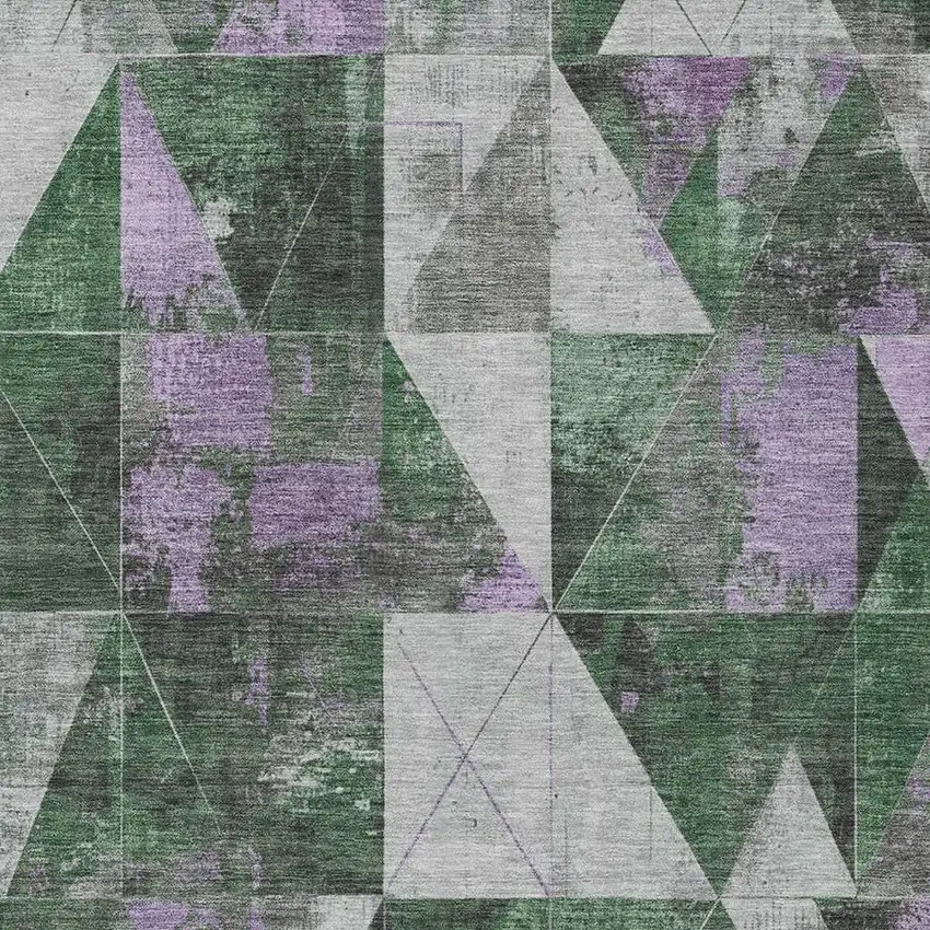 Emerald And Purple Geometric Washable Indoor Outdoor Area Rug Photo 3