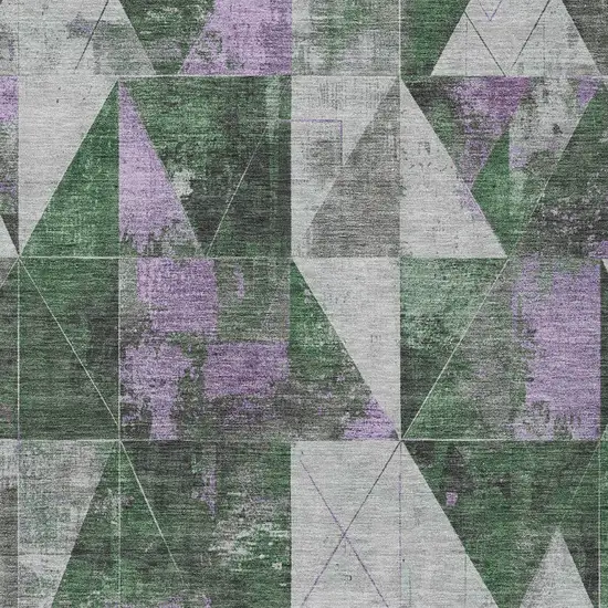 Emerald And Purple Geometric Washable Indoor Outdoor Area Rug Photo 8
