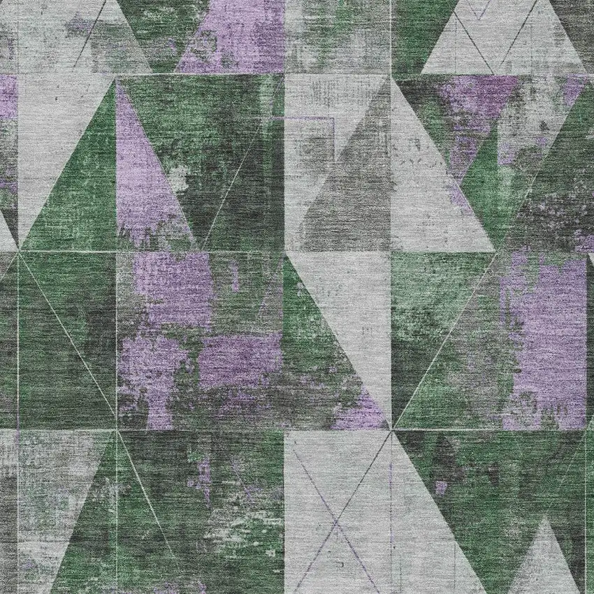 Emerald And Purple Geometric Washable Indoor Outdoor Area Rug Photo 8