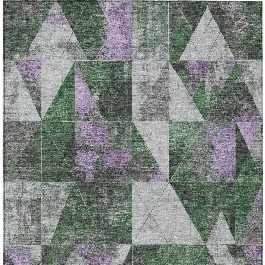 Emerald And Purple Geometric Washable Indoor Outdoor Area Rug Photo 6
