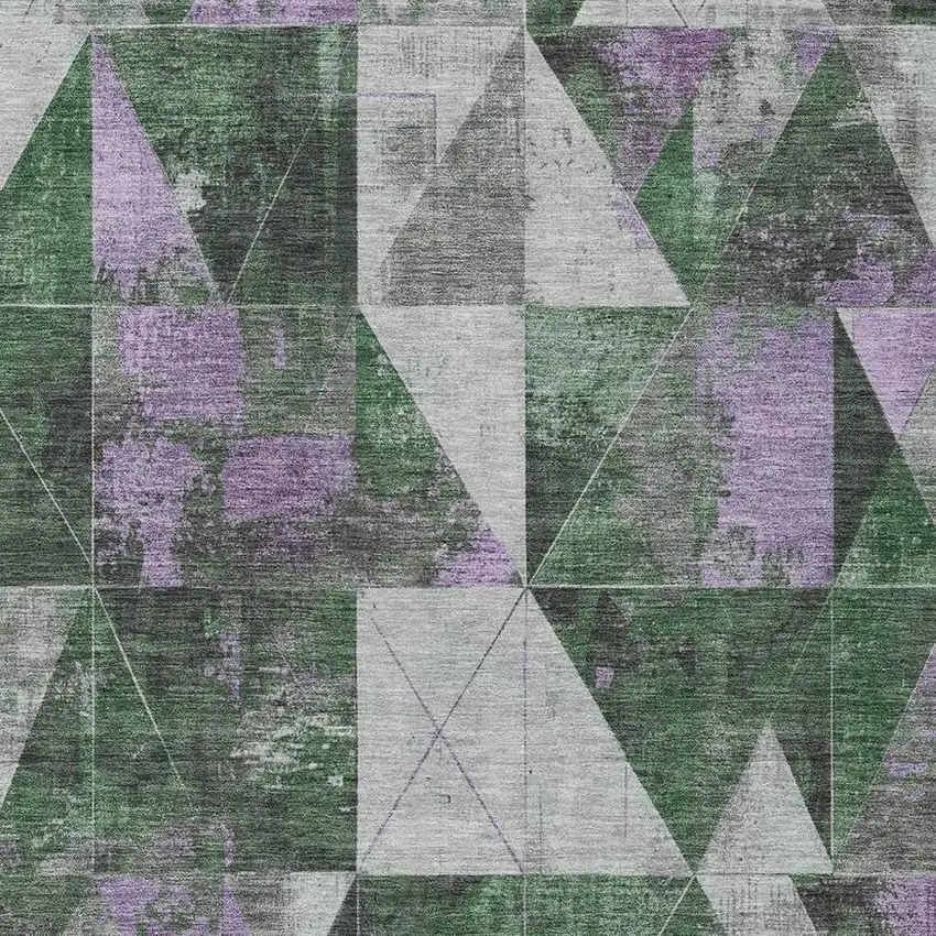 Emerald And Purple Geometric Washable Indoor Outdoor Area Rug Photo 3