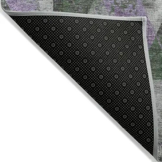 Emerald And Purple Geometric Washable Indoor Outdoor Area Rug Photo 9