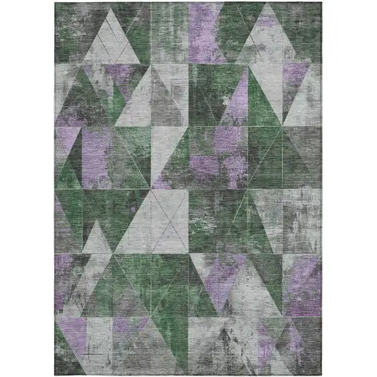 Emerald And Purple Geometric Washable Indoor Outdoor Area Rug Photo 4