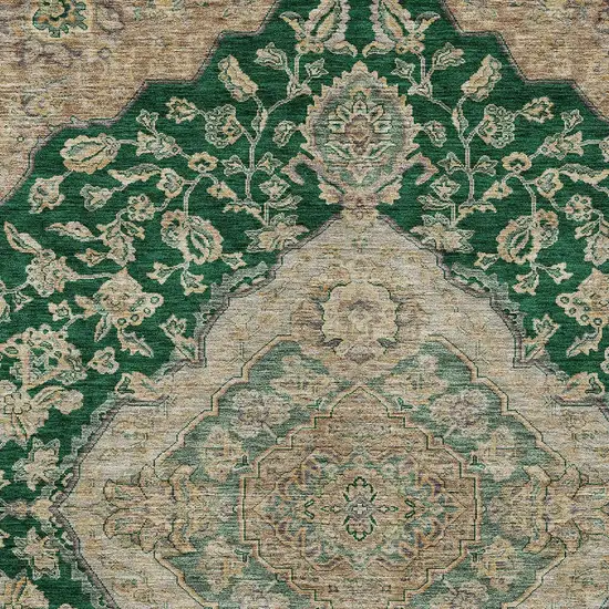 Emerald Beige And Brown Oriental Washable Indoor Outdoor Area Rug Photo 5