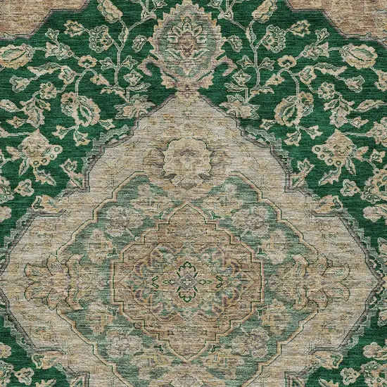 Emerald Beige And Brown Oriental Washable Indoor Outdoor Area Rug Photo 5