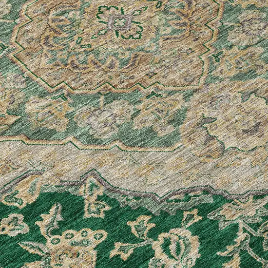 Emerald Beige And Brown Oriental Washable Indoor Outdoor Area Rug Photo 8